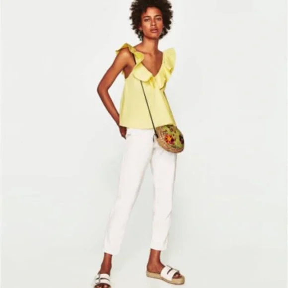 Zara Yellow Ruffle Top - Picture 2 of 4